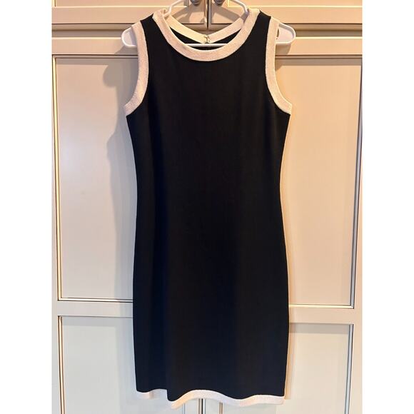 St. John Black and Cream Sleeveless Dress - Picture 2 of 6